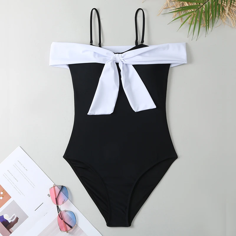 Black Swimsuit Women Halter Bow Tie Bodysuit Vintage Chiffon Cover-Ups Wrap Skirt Summer 2026 New Holiday Beach Bikinis