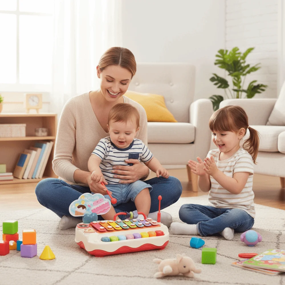 Plastics 8-note Knock Piano Toys Puzzle Hand Knock Baby Music Batter Stick Toy Early Education Percussion Instrument