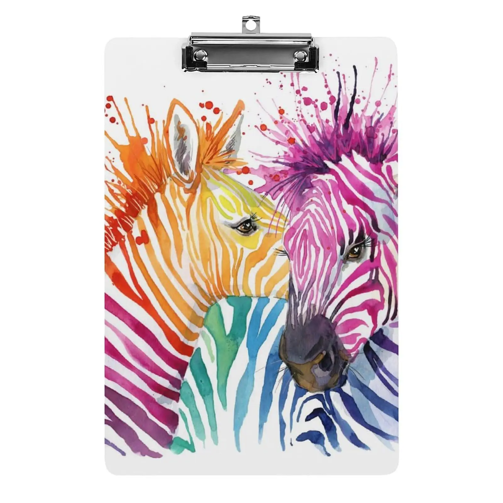 

Clipboard Nursing Zebra Pattern Watercolor Acrylic Clip Board with Low Profile Metal for A4 Size Clip Hangable Office School