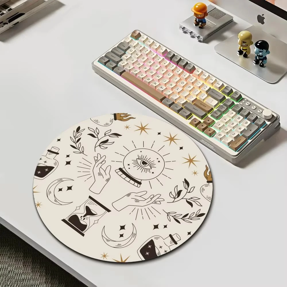 Hexen Katze Mond Tarot Runde Gaming Mauspad Computer Büro Mousepad Tastatur Pad Schreibtisch Matte PC Gamer Maus Matte Laptop Mausepad
