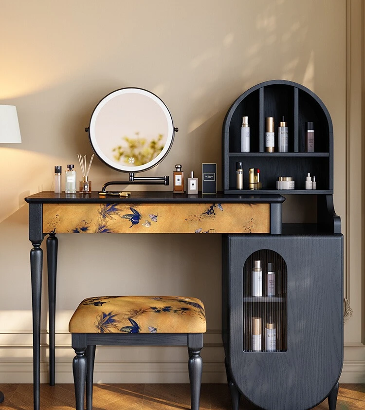 

Dresser, chest, integrated French retro master bedroom, bedside makeup table, antique solid wood dresser