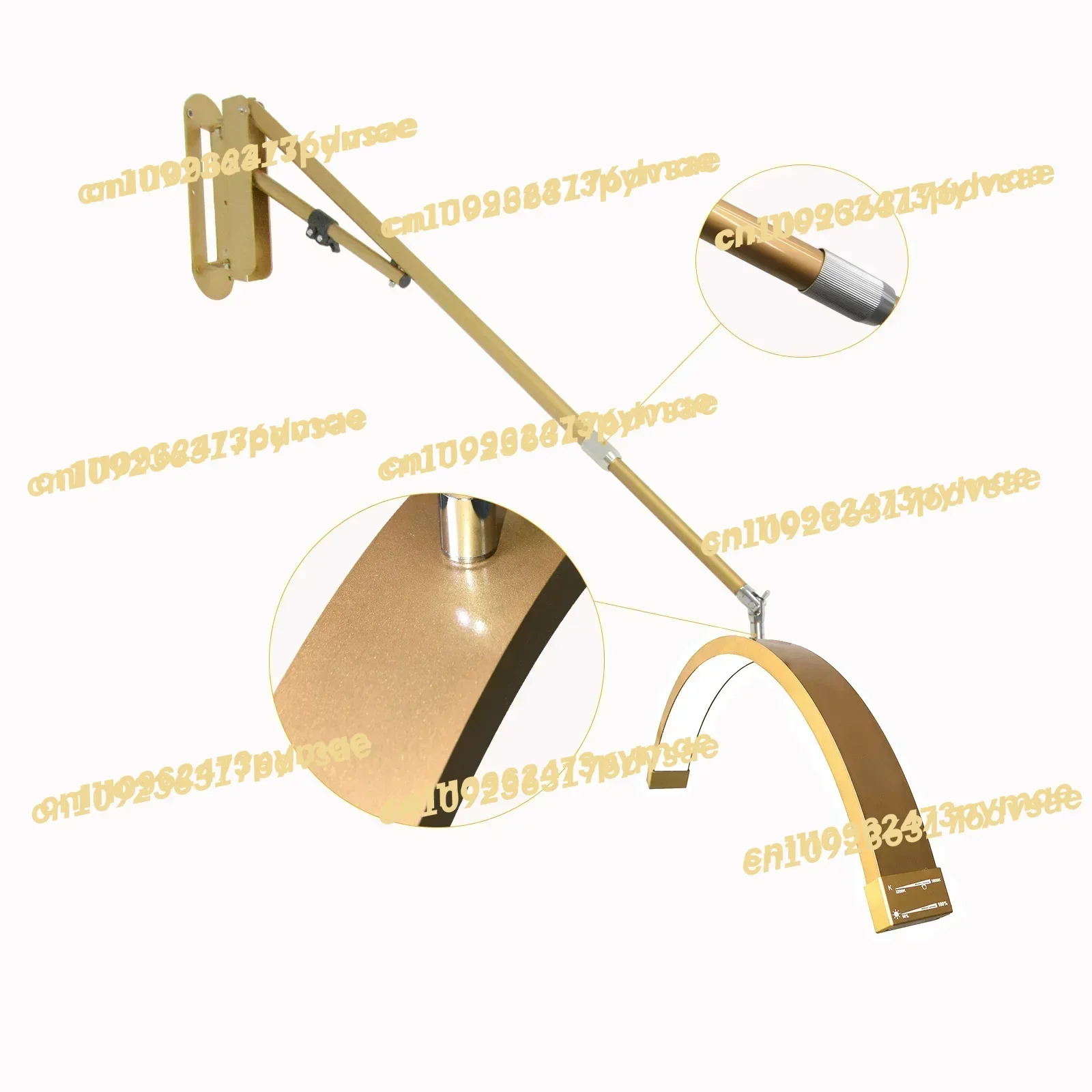 NEW FOSOTO Golden Ceiling Light For Barbershop Wall Mounted Half Moon Light Lamp For Lashes With Phone Holder Photographic Light
