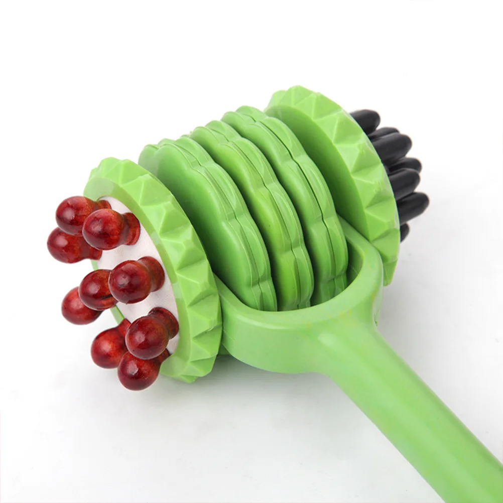 

Длинная ручка для спины, талии, спины, ног, роликовый массажер для тела, массажер для плеч, массажный молоток, ролик, зеленый