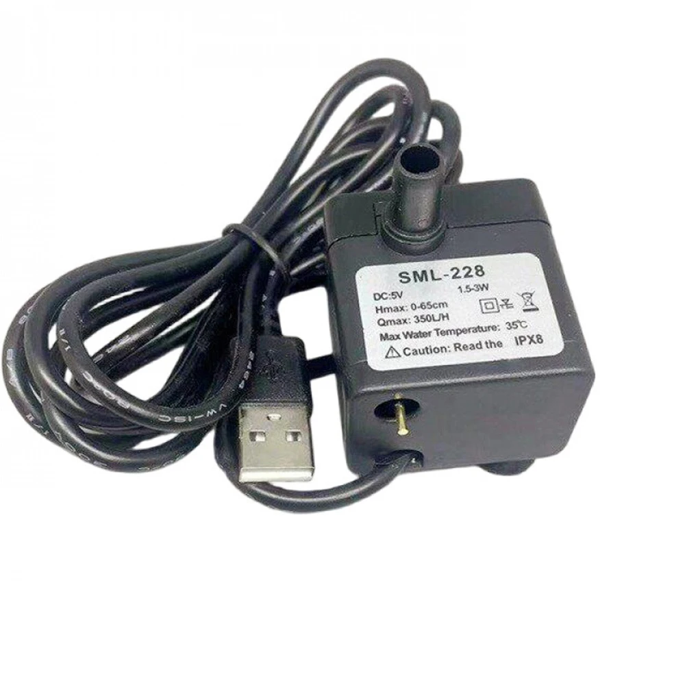 SML-228 5V USB Submersible Water Pump Auto Dry Run Protection Quiet 1.47m Long Cord For Pet Fountain Humidifier Aquarium Tank