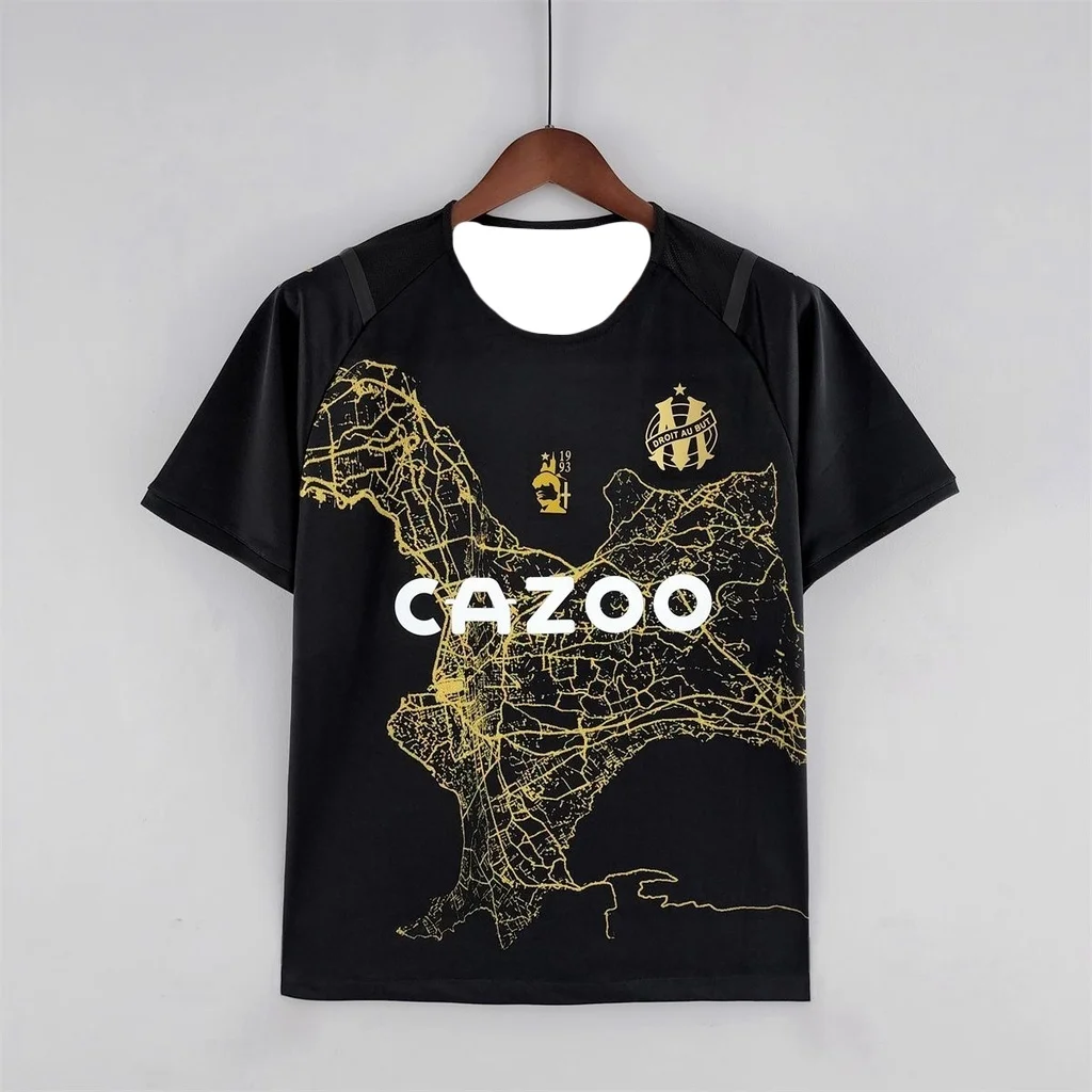 

The 2025/26 Marseille Olympics - Black Sports Short-sleeved Jerseys with 3d Printing, Suitable for Both Men and Women