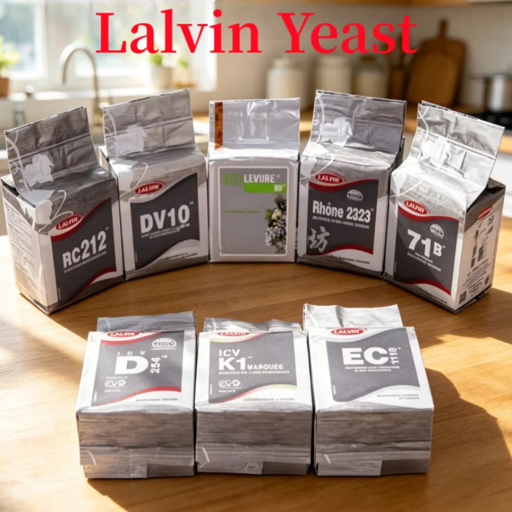 25g Lalvin ICV-D47 Grape Fermentation Yeast, BOURGOVIN RC212 BM4X4 71B Strains, 5g*5 Independent Moisture-Proof Aluminum Bags fo