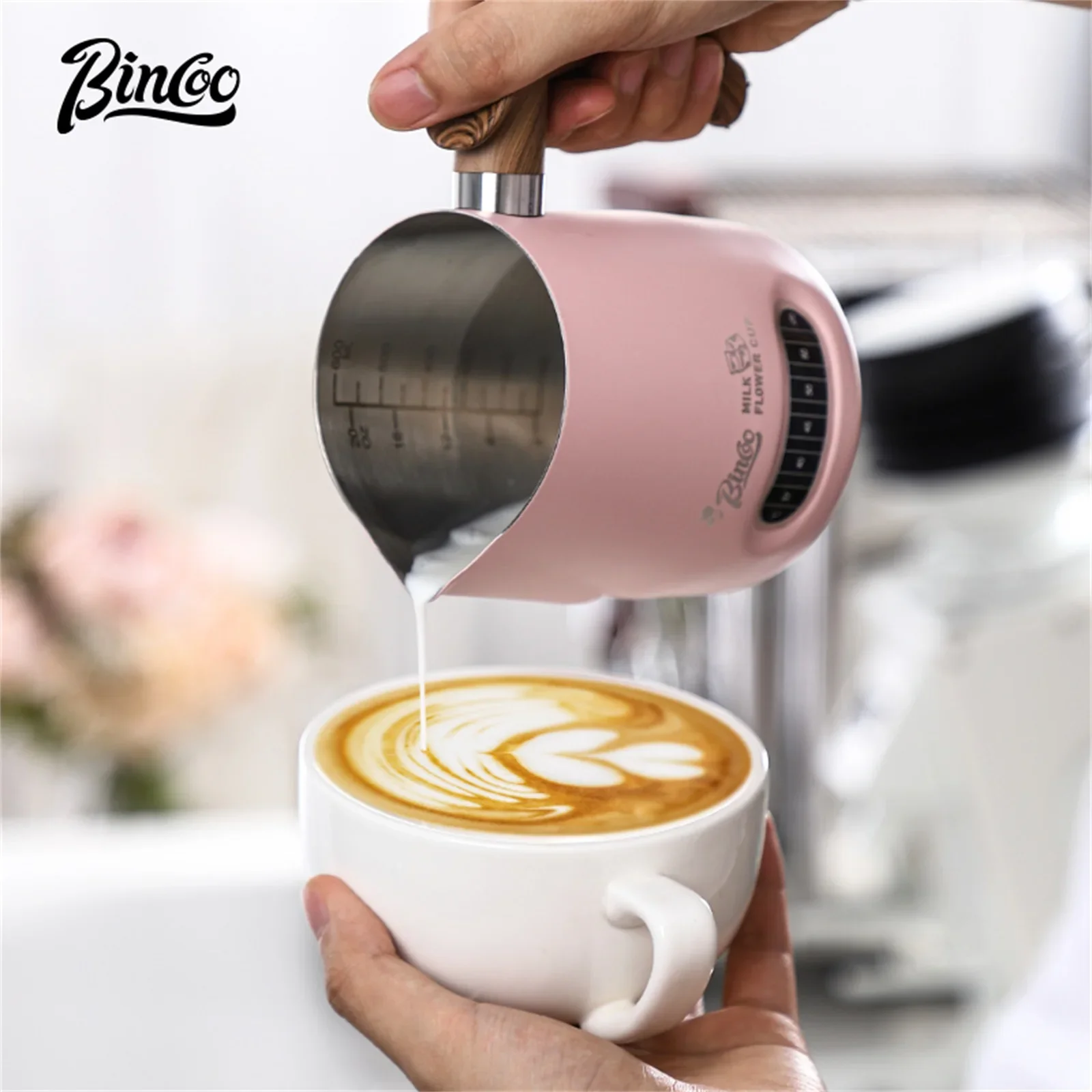 Bincoo 304 Stainless Steel Temperature Display Latte Art Cup Italian Coffee Professional Milk Foam Cup Round Mouth Latte Ar