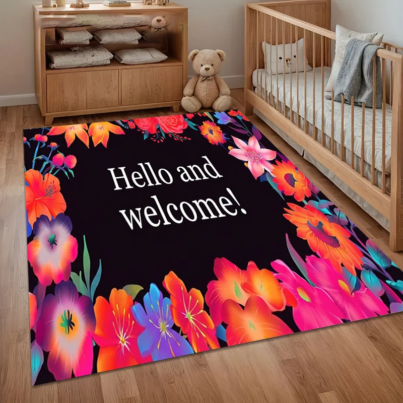 

"Hello, Welcome!" Entry Door Mat Soft Carpets Living Room Floor Mat Suitable Outdoor Kids Play Mat Kitchen Decor Area Rugs Gift