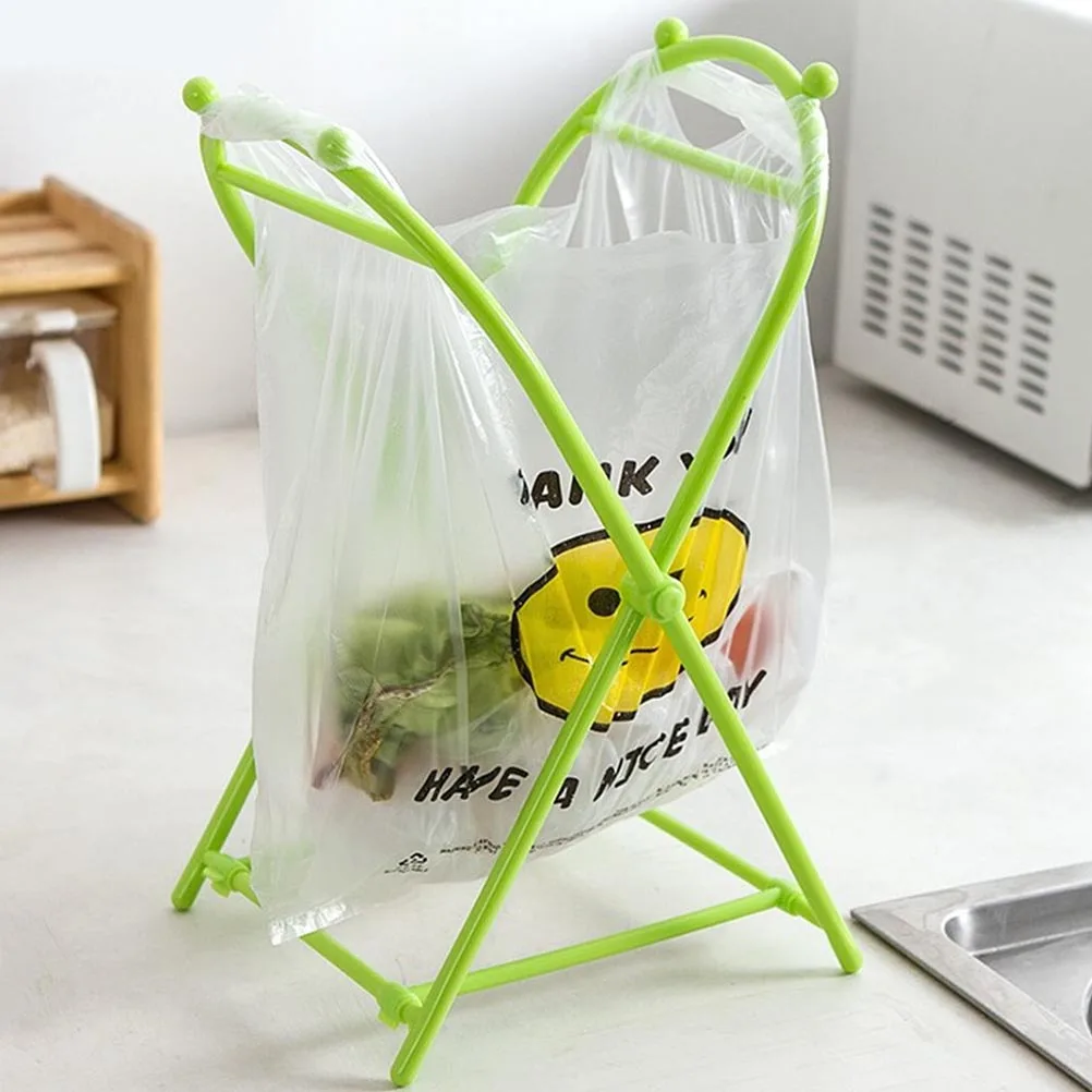 

2Pcs Hanging Rubbish Rack Foldable Garbage Bag Holder for Kitchen Bathroom Travel Camp Organize Trash Bags Green