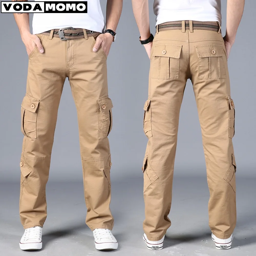 

2023 Hot Sale Autumn Men's Cargo Pants Pure Cotton Casual Straight Loose Cargo Trousers Military Work Pants for Male trousers