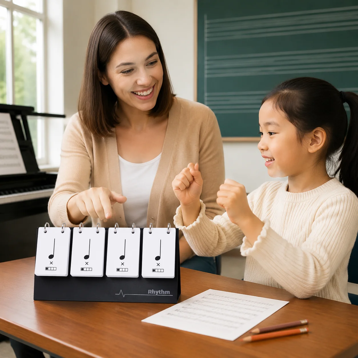 Sight Reading Rhythm Training Cards Professional for Music Classroom Home Practice Note Learning Desktop Flip Stand Set