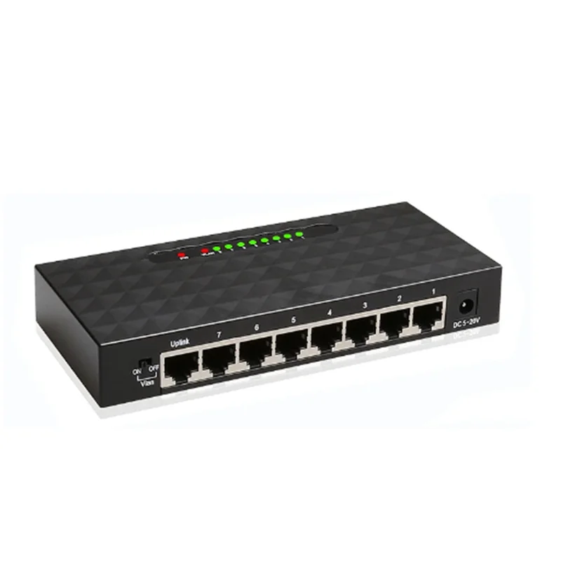 Top!8Port Gigabit Switch Ethernet Smart Switcher High Performance 1000Mbps Network Switch RJ45 Hub Internet Injector EU Plug