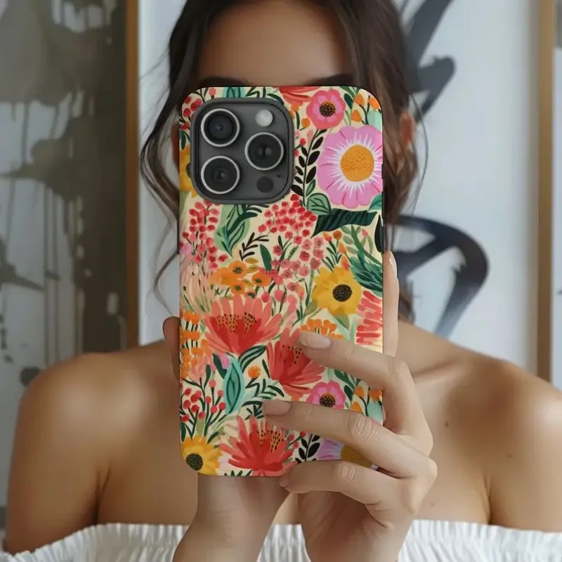 Maximalist Floral Garden Phone Case For IPHONE 15PRO MAX 14 13 12 11 PRO Plus 15pro Acrylic TPU Two in one Mobile Phone Cases