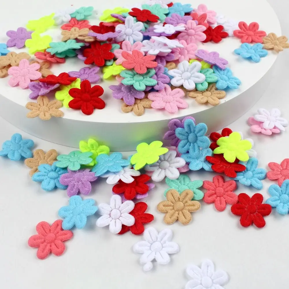 100pcs 2CM Children\'s Hair Accessories Five-petal Flower Cloth Jewelry Cloth Stickers DIY Sewing Craft Embossing