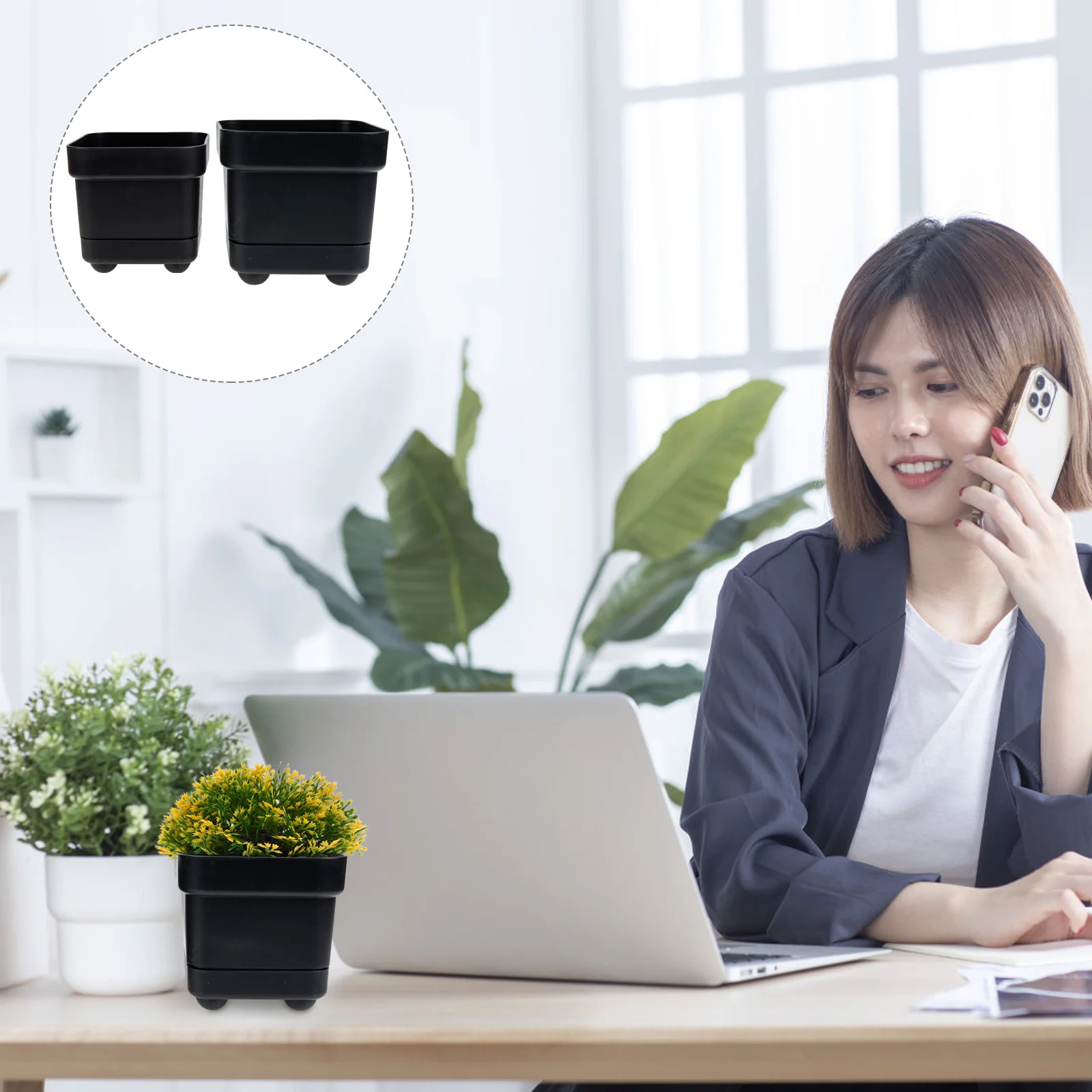 

2Pcs Automatic Water Absorbing Planters Self Watering Succulent Flower Pots for Home Office Garden Decoration Self Watering