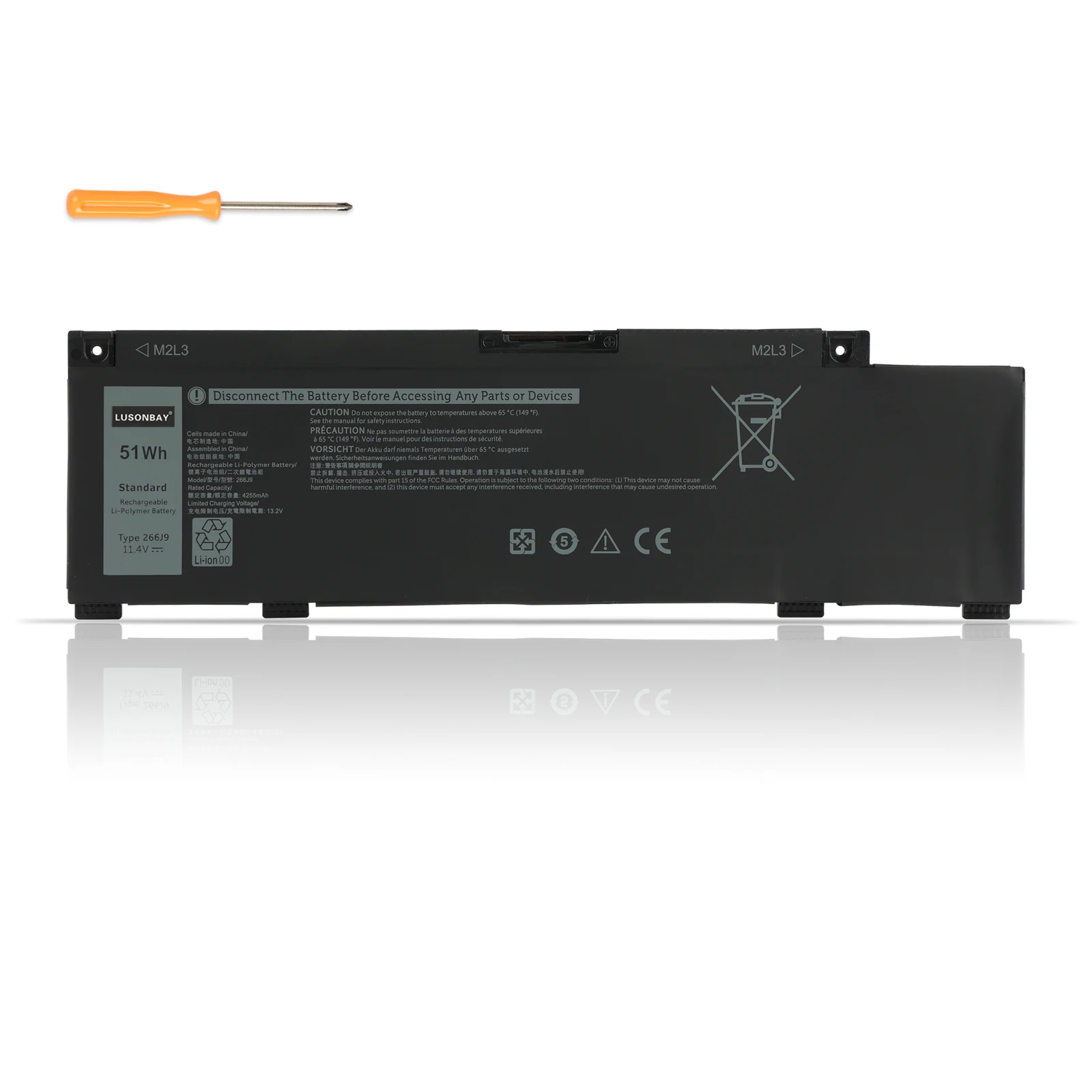 

Аккумулятор LUSONBAY 266J9 для ноутбуков DELL G3 15 3590 3500, G5 15 5500 5505, DELL Inspiron 14 5490 M4GWP, PN1VN, 11.4V, 51WH