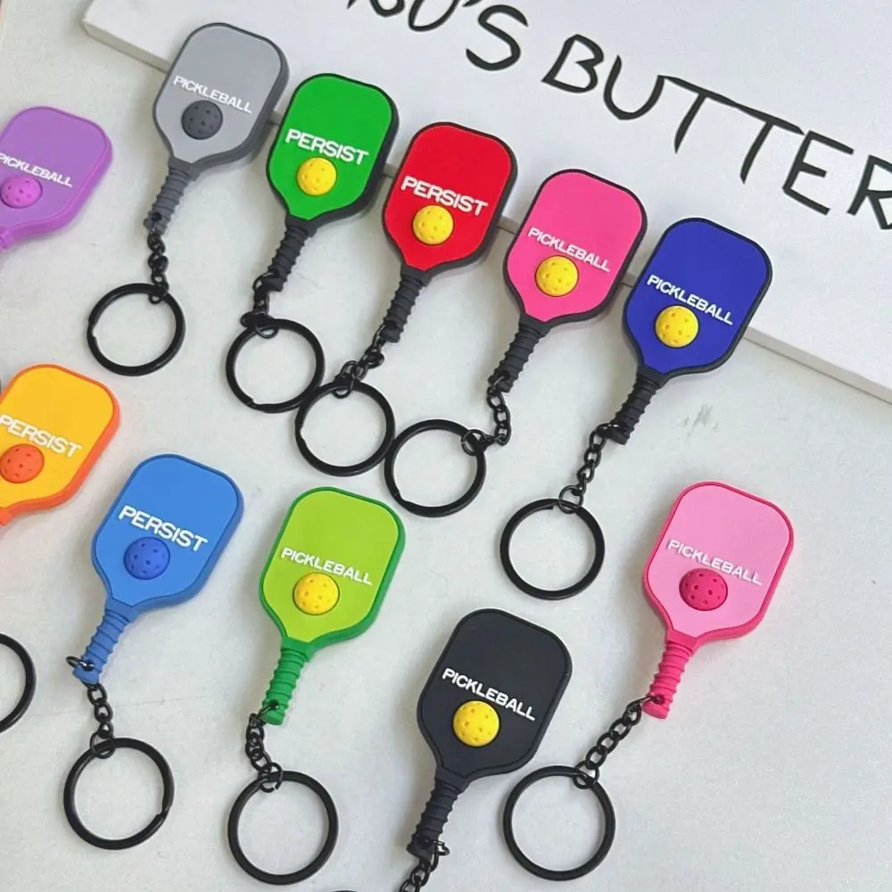 Dopamine Pickleball Paddle Keychain Detachable with Buckle Pickleball Racket Pendant Pickleball Key Ring Bag Accessories