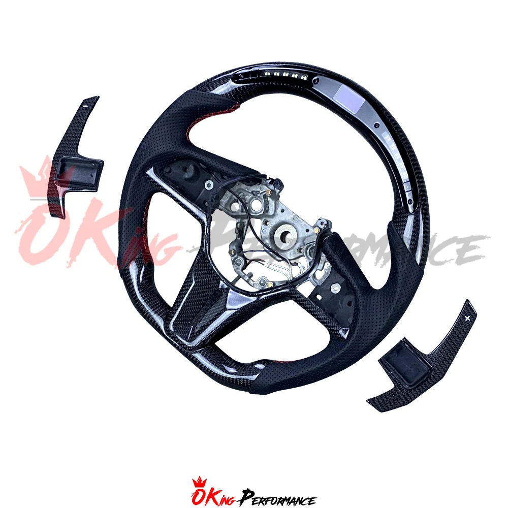 

Customize Carbon Fiber Shift Light Steering Wheel With Center Trim and Shift Paddle (perforated) for Nissan R35 GTR