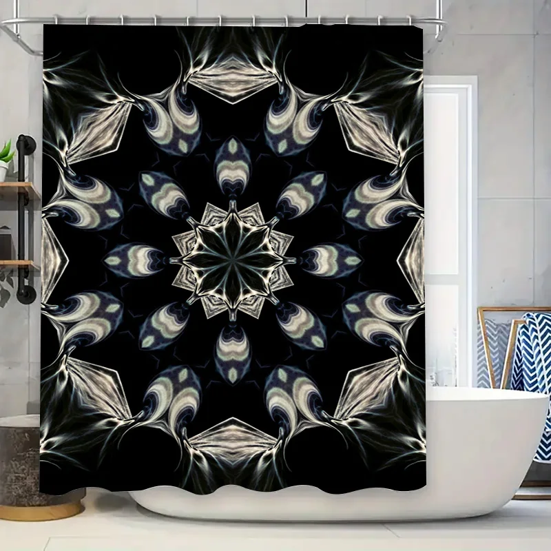

Роскошная черно-белая занавеска для душа с декоративным рисунком, устойчивая к падению воды полиэфирная ткань, водонепроницаемое украшение для дома.