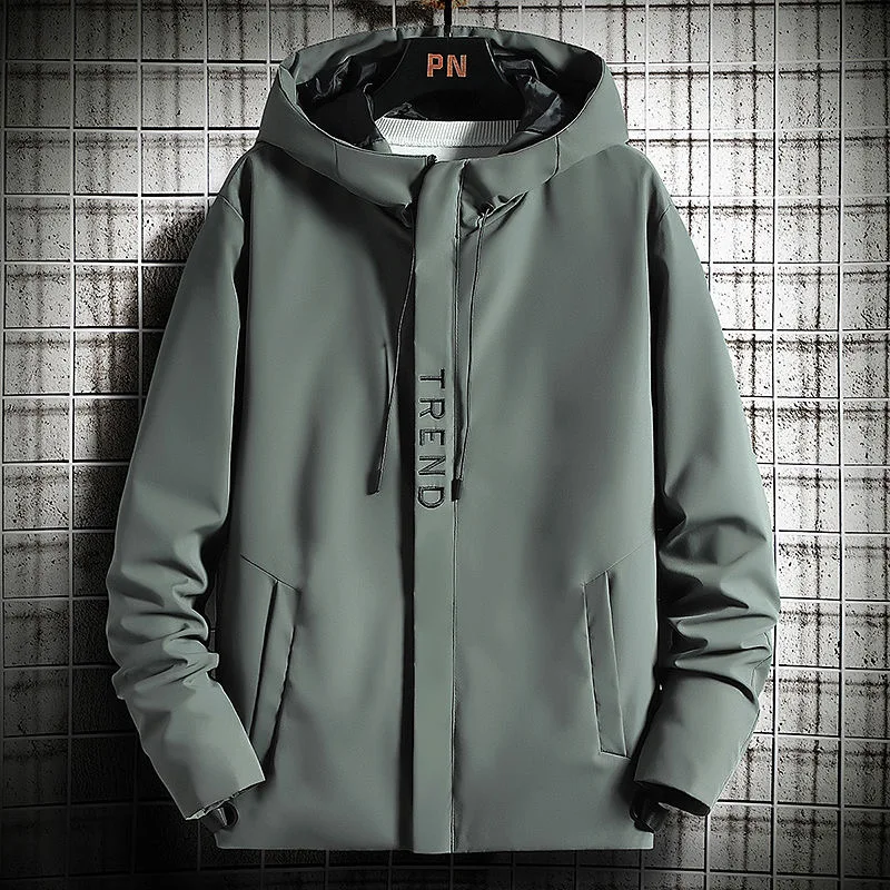 2023 Spring and Autumn New Fashion Trend Hooded Jacket Men\'s Casual Loose Comfortable Windproof Waterproof Large Size Coat M-5XL