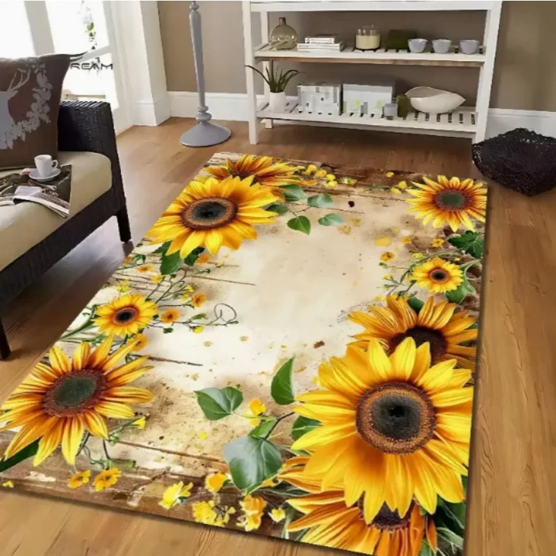 A Sunflower Designed Area Carpet Living Rooms and Comfortable Carpets Suitable Both Rooms and Bathrooms Home and Room Decoration