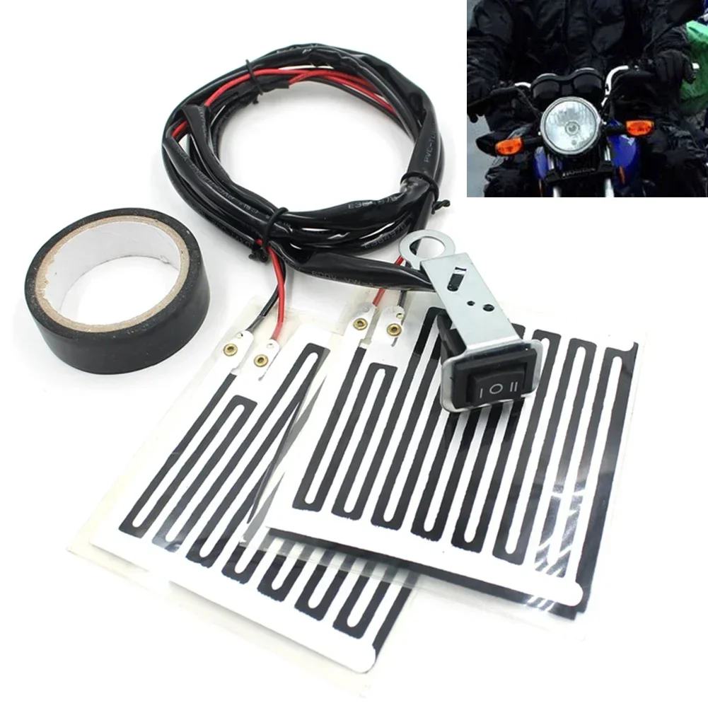 2pcs Motorcycle Heated Handle Electric Heating Handlebar Warmer Grip Warmer With Switch Control High Universality Fitment