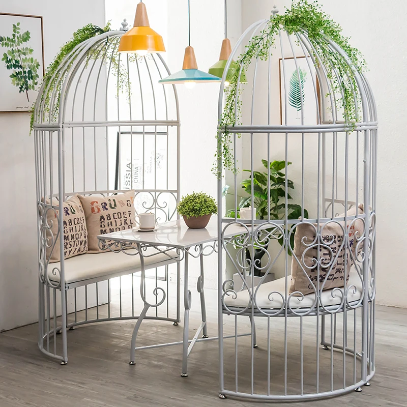 Customized Loft Retro Iron Art Birdcage Sofa Card Holder Coffee Shop Milk Tea Shop Seat Restaurant Bar Negotiation Table Chair