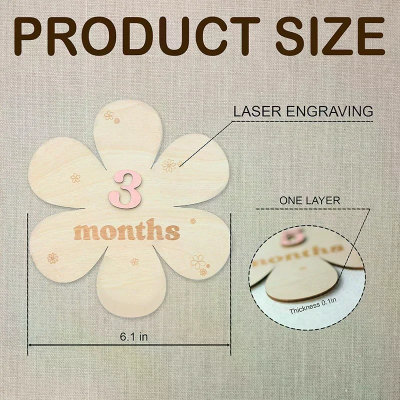 อุปกรณ์ถ่ายภาพทารกแรกเกิด อุปกรณ์ประกอบฉากถ่ายภาพทารกแรกเกิด อุปกรณ์เสริมสำหรับเด็ก สติกเกอร์ไม้สำหรับถ่ายภาพเหตุการณ์สำคัญ ของขวัญ