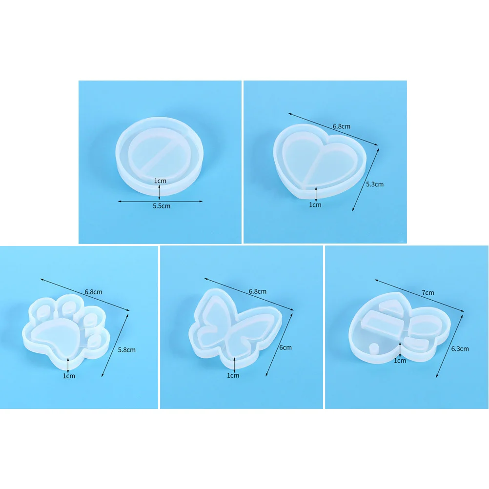 

5 Pcs Crystal Epoxy Silicone Mold DIY Manual Love Storage Holder White Reverse Mould Washable Reusable Craft Box Jewelry