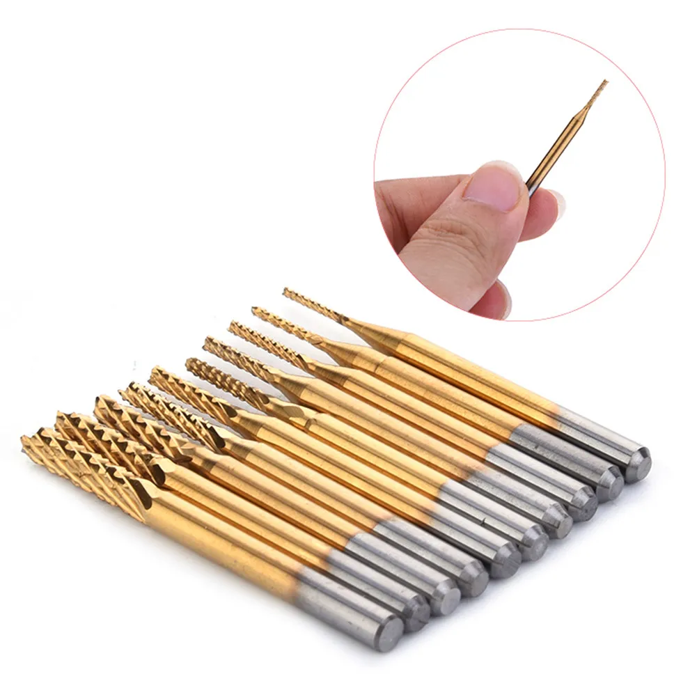10PCS/Set 0.8-3.175 MM For PCB CNC Titanium Plating Drill Bit Set Engraving Cutter Rotary Mill Drop Shipping
