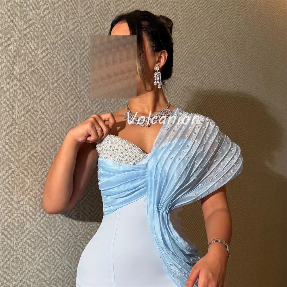 Индивидуальные высококачественные блестящие джерси с жемчугом и бисером, стразами, плиссированные русалки, длинные платья на одно плечо, платья для особых случаев на заказ