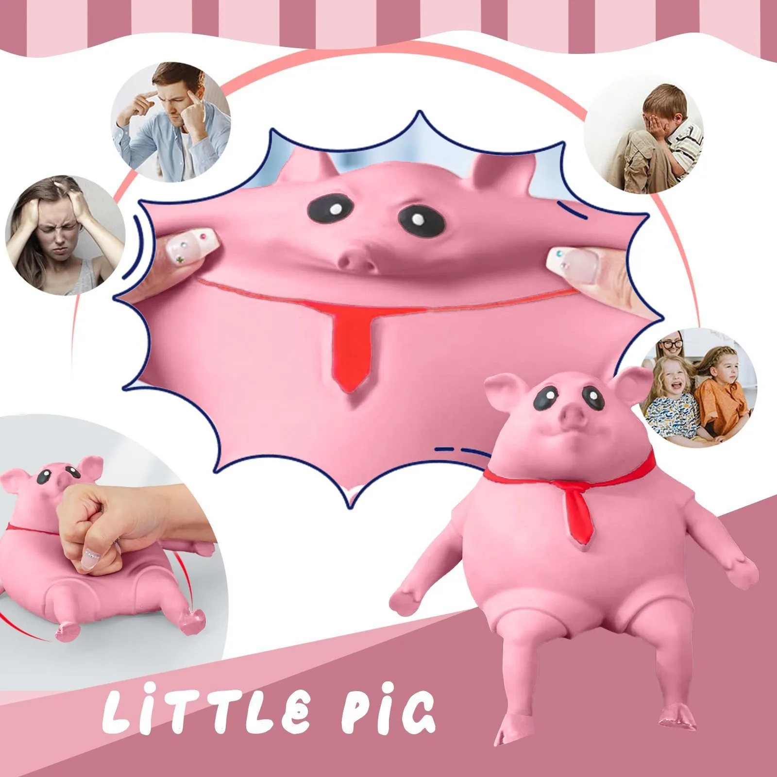 ความแปลกใหม่ของเล่นหมูสีชมพูของเล่นนุ่มและยืดหยุ่น Decompression ของเล่น Decompress และยืดความเครียดหมูความเครียดบรรเทาของเล่นสําหรับเด็กผู้ใหญ่