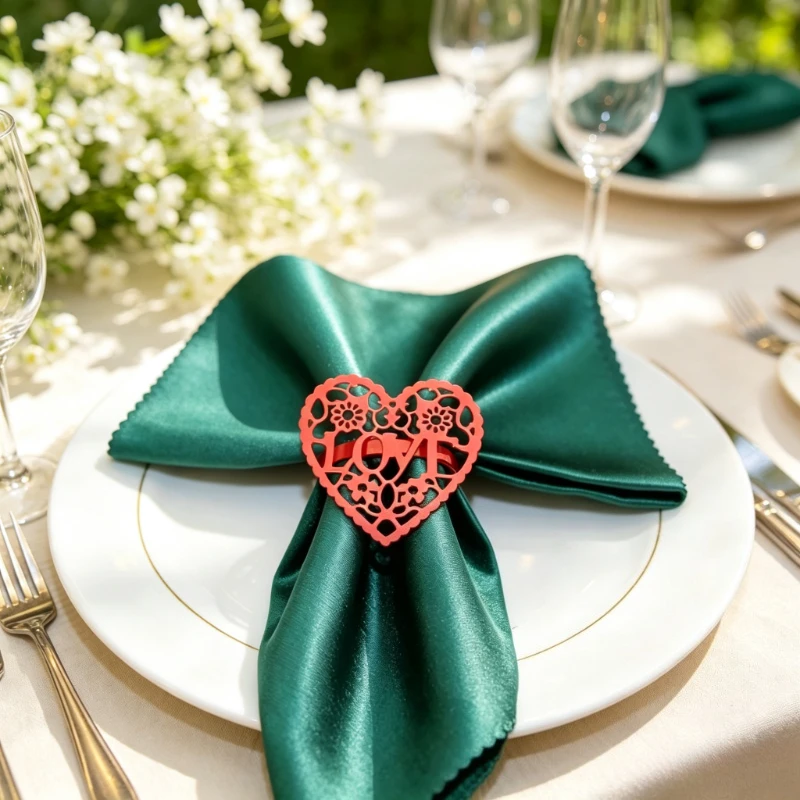 Red Heart LOVE Napkin Rings Cutout Napkin Rings for Table Setting Wedding Anniversary Party Table Decorations Supplies