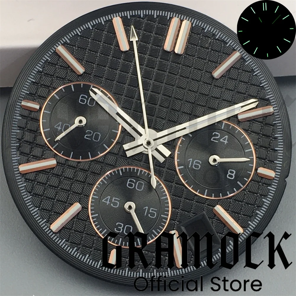 

Gramock 31.5mm dial green luminous aseptic dial fitted with VK63 quartz movement watch modification accessories