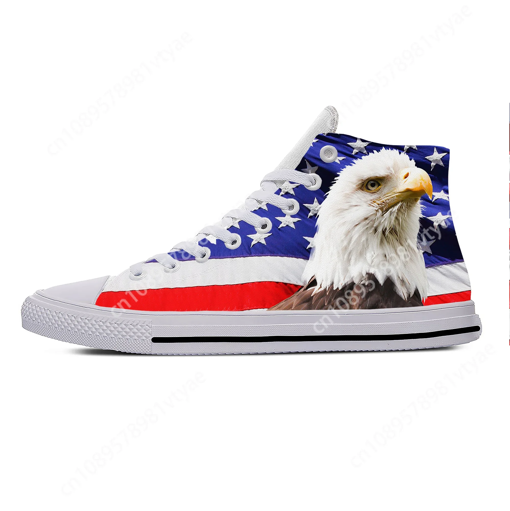 2022 USA US America American Flag Eagle Patriotic Casual Cloth Shoes High Top Lightweight Breathable 3D Print Men Women Sneakers