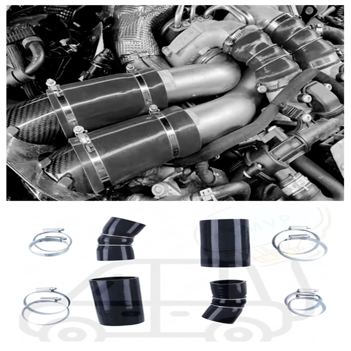 For Audi C7 RS6 RS7 Turbo to Chargecooler Outlet Hoses and Inlet Car Tools Tubes Silicone Pipes Set 4PCS 3PLY