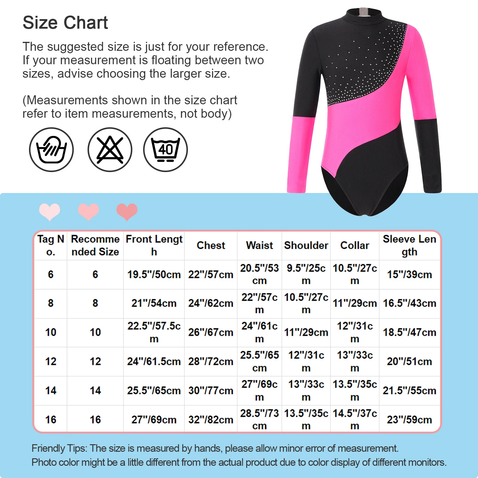 Newest Ballet Leotards for Kids Girls Shiny Rhinestone Long Sleeve Contrast Color Hollow Back Bodysuit Gymnastics Dance Leotard