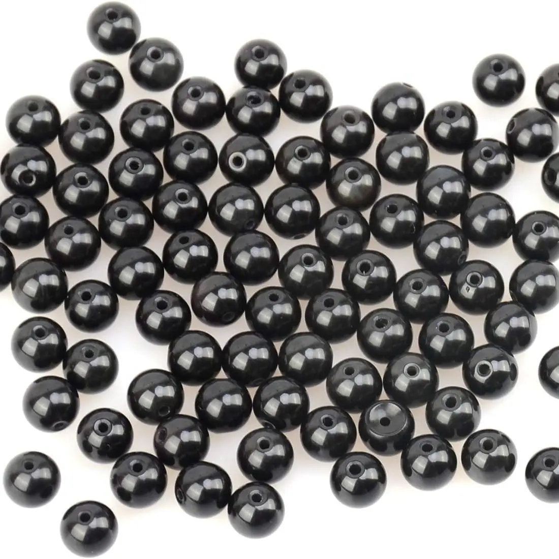 Natural Stone Beads 4/6/8/10mm Black Oynx Round Gemstone Loose Elastic Bracelet String for Bracelets Necklace Jewelry Making