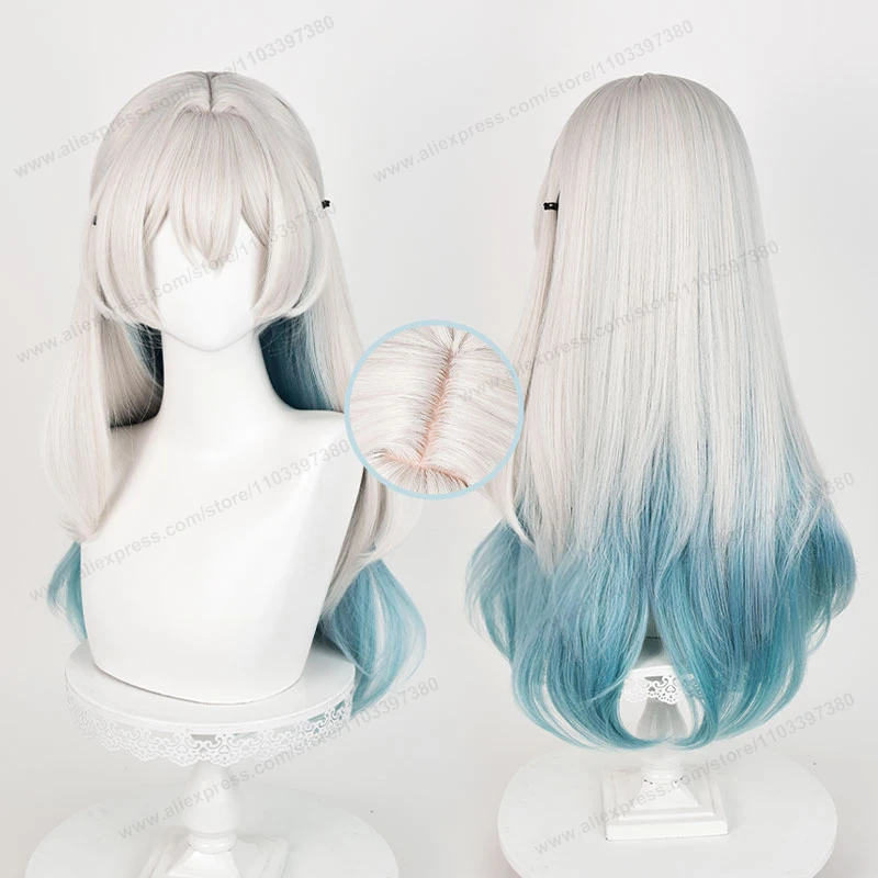 Honkai: Star Rail HSR Firefly Wig Cosplay 67cm, rambut lurus panjang, Wig sintetis tahan panas Anime