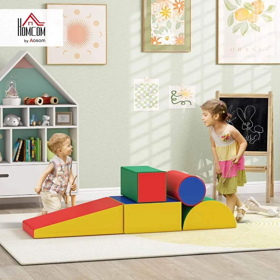 5피스 클라이밍 및 크롤링 활동 놀이 세트 아기용 소프트 플레이 세트 유아용 실내 놀이 장비