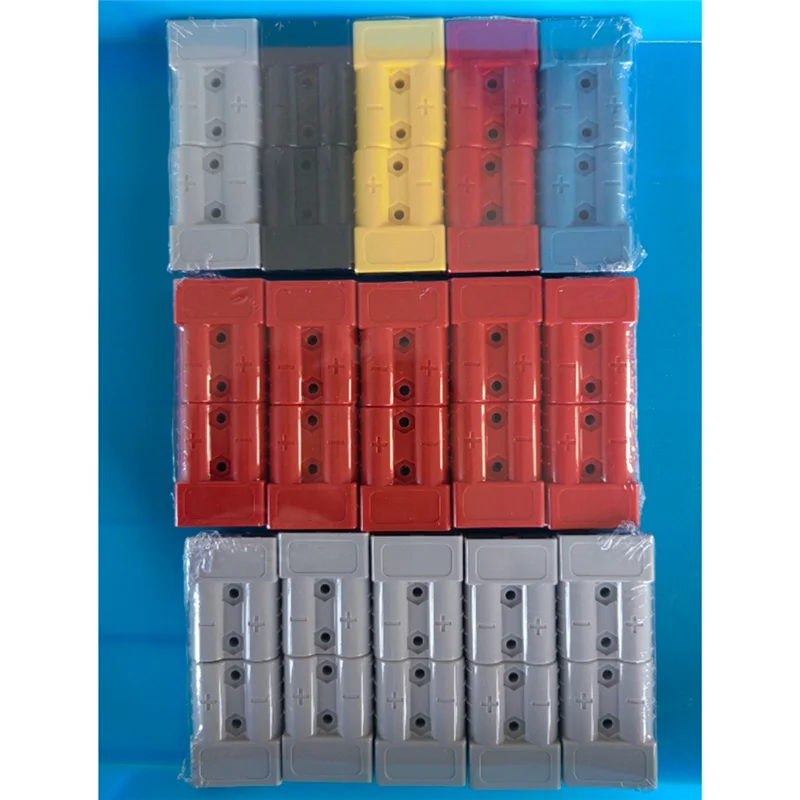10 Buah Set Konektor Steker Gaya Anderson 50A dengan Kit Set Konektor Cepat Pengisi Daya Baterai Forklift Pegangan Anderson Abu-abu