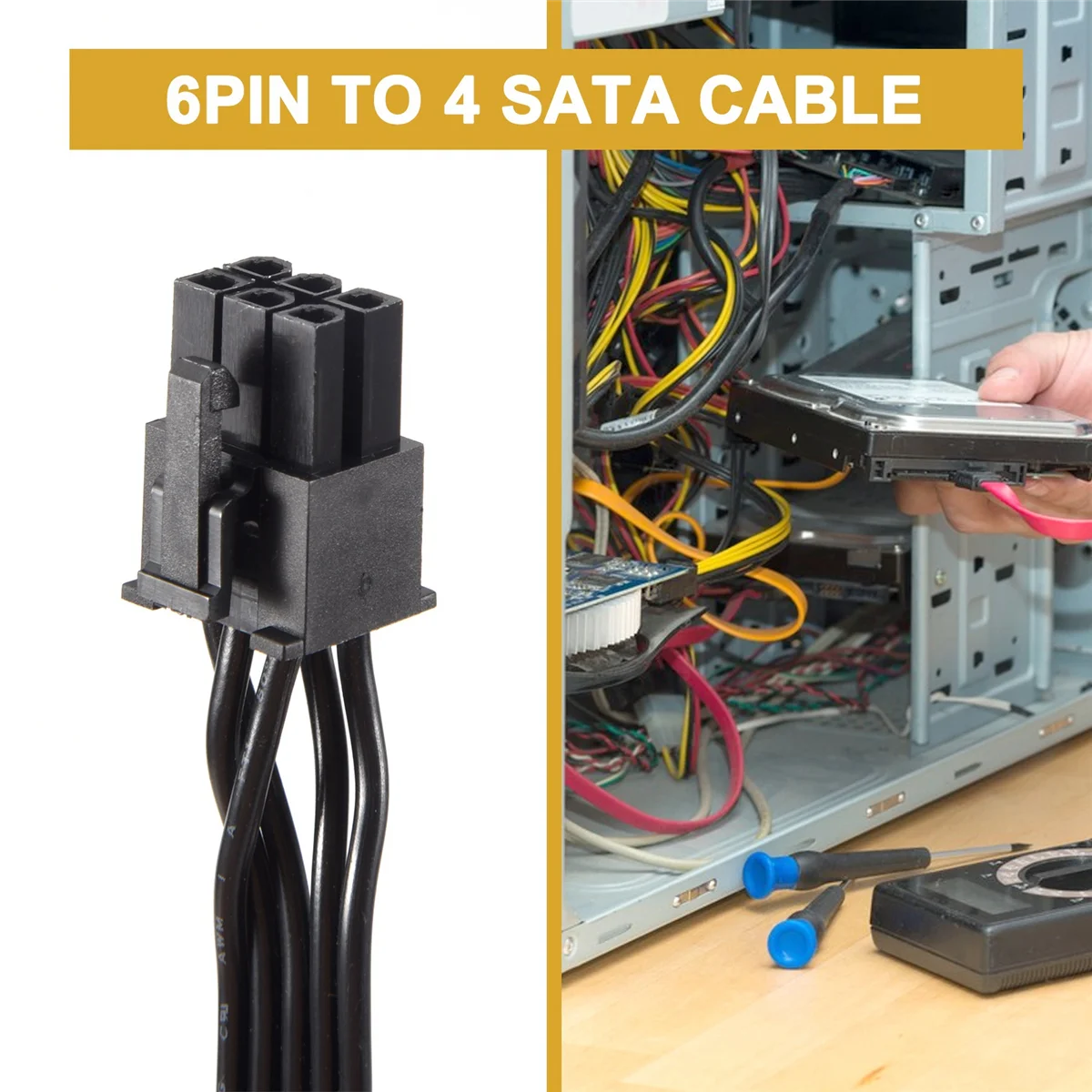 

Premium PCIe 6Pin Male to 4 SATA Power Supply Cable for Focus+