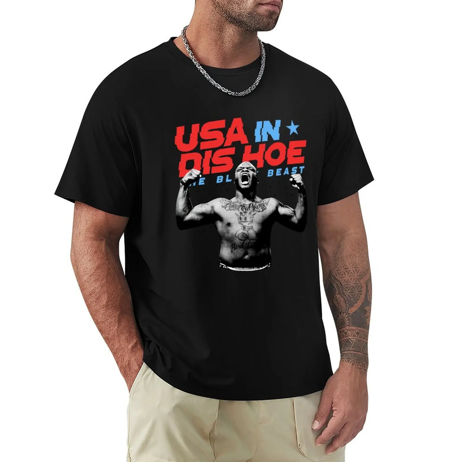 

Usa In Dis Hoe Official Derrick Lewis T-Shirt luxury designer blue archive T-shirt men