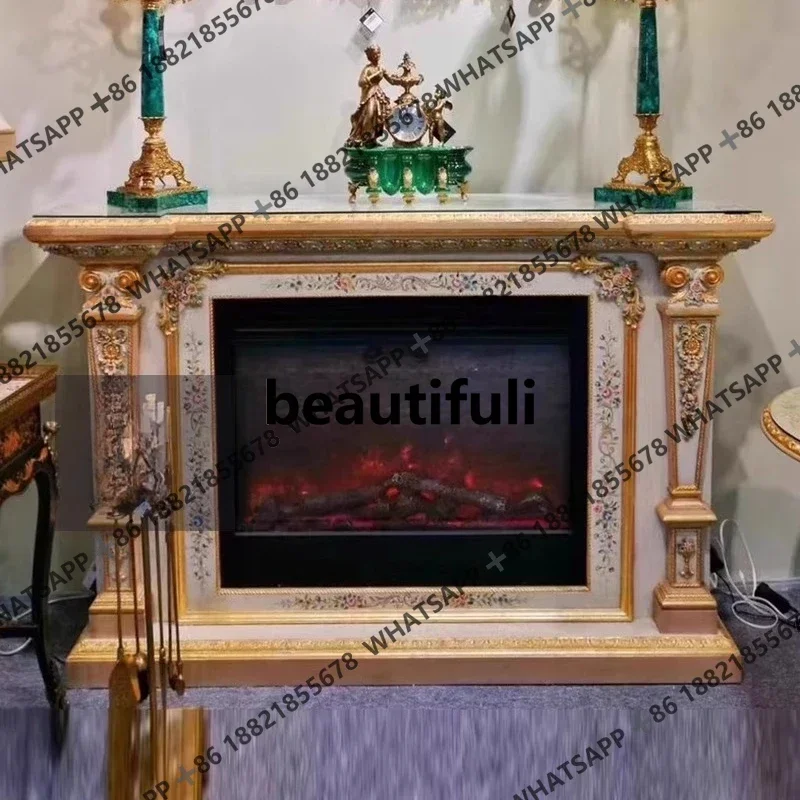 ZJFrench solid wood mantel European villa living room decorative cabinet painted entrance decorative cabinet