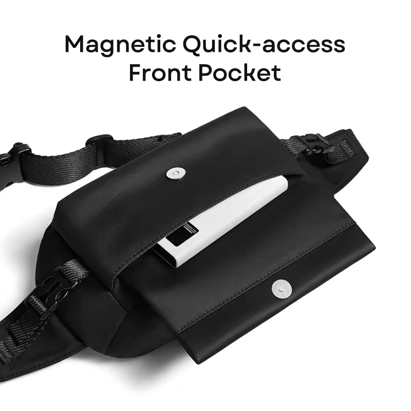 Daily Sling Bag Magnetic Front Pocket Multi Compartment Storage 9.7 Inch Tablet Waterproof Fabric Outdoor Sport Bag