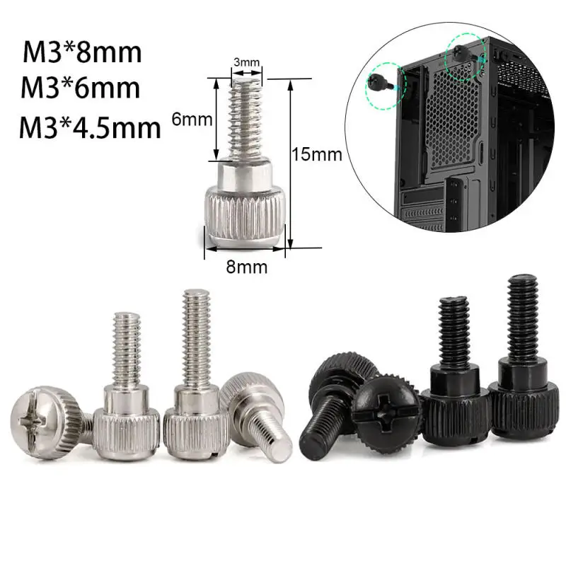 10/20/30pcs Computer Case Screws Black Or Nickel Hand Tighten Thumb Screw M3x4.5mm M3x6mm M3x8mm