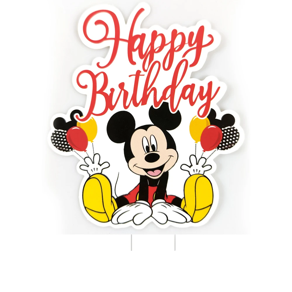 

1pcs/lot Birthday Events Party Baby Boys Kids Favors Mickey Mouse Design Cake Card Wtih Sticks Decorations Cupcake Toppers