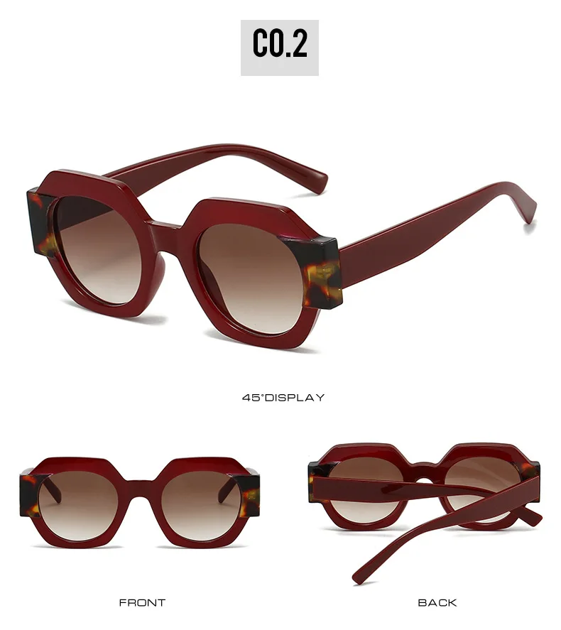 Neue Hexagon Einzigartige Sonnenbrille Frauen Marke Designer Farbe Patchwork Retro Weibliche Shades Reise Casual Brillen – Detail 8