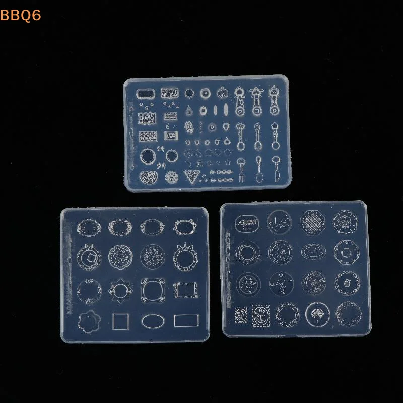 *1Pcs Nail Art Mini Dinner Plate Mold 3d Relief Manicure Templates Nail Art Transparent Silicone Nail Mold