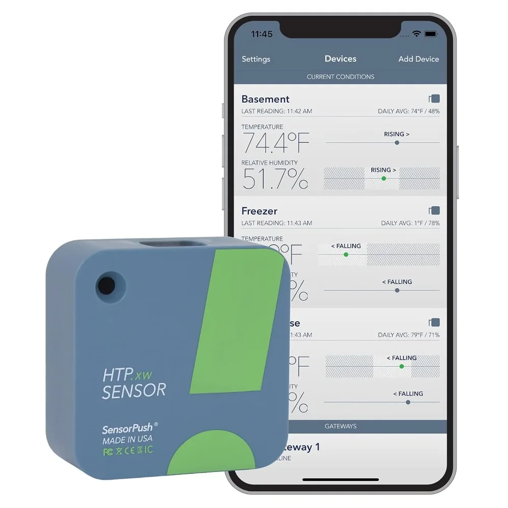 

HTP.xw Smart Temperature Sensor & Humidity Sensor - Bluetooth Thermometer, Barometer, & Hygrometer with App Monitoring